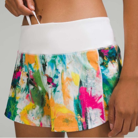 Lululemon Speed Up Mid-Rise Lined Short 4" White Multi Size 8 Activewear - Picture 2 of 14